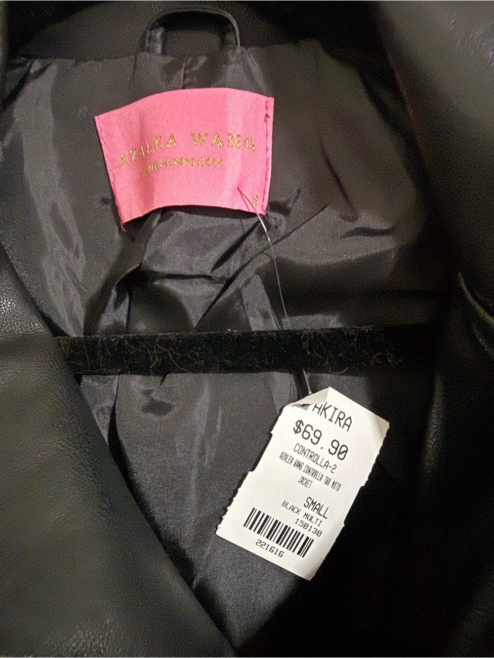 NWT Black Leather Rhinestone Jacket - Picture 3 of 5